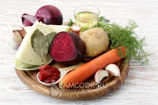 Ингредиенты для борща без мяса