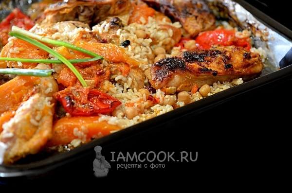 Фото риса с овощами и курицей
