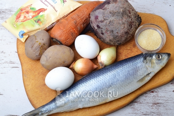 Ингредиенты для селедки под шубой в желе