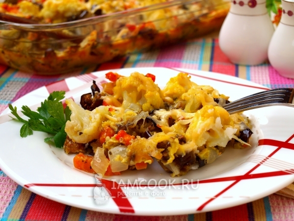 Рецепт запеканки с баклажанами и цветной капустой