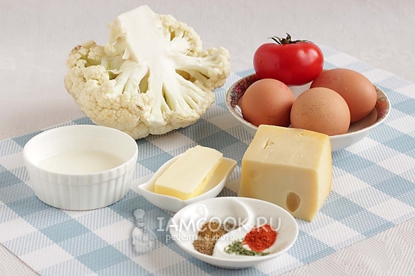 Ингредиенты для цветной капусты с яйцом