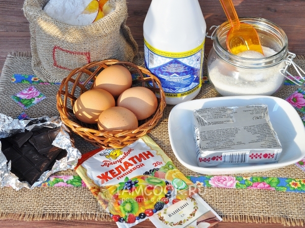 Ингредиенты для большого торта «Птичье молоко»