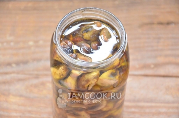 Залить грибы маслом