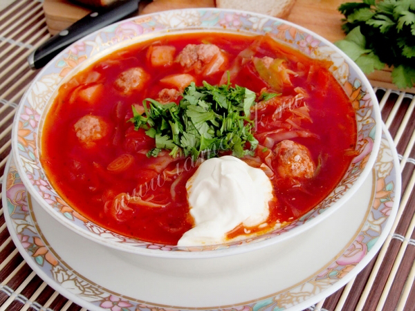 Рецепт борща с фрикадельками