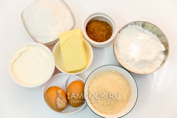 Ингредиенты для кокосового кекса с какао