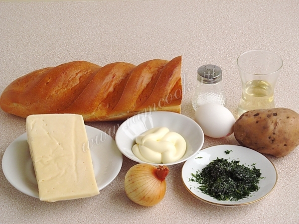 Ингредиенты для бутербродов запеченных с сыром