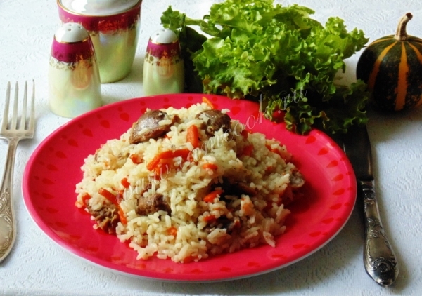 Рецепт диетического плова с куриными желудками