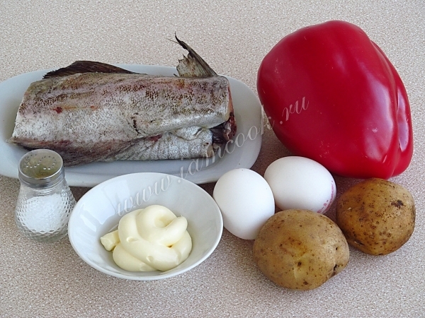 Ингредиенты для салата из минтая