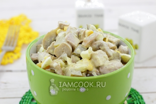 Фото салата с мясом и грибами