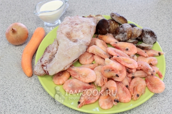 Ингредиенты для морепродуктов в сливочном соусе