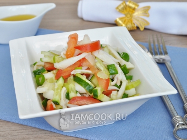 Фото постного салата из кальмаров