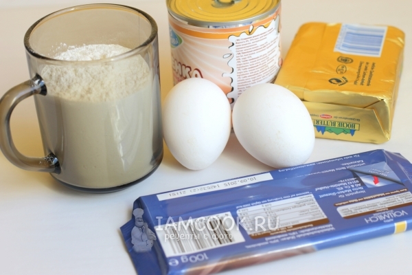 Ингредиенты для шоколадных маффинов с карамелью