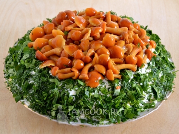 Рецепт салата «Лесная полянка» с опятами