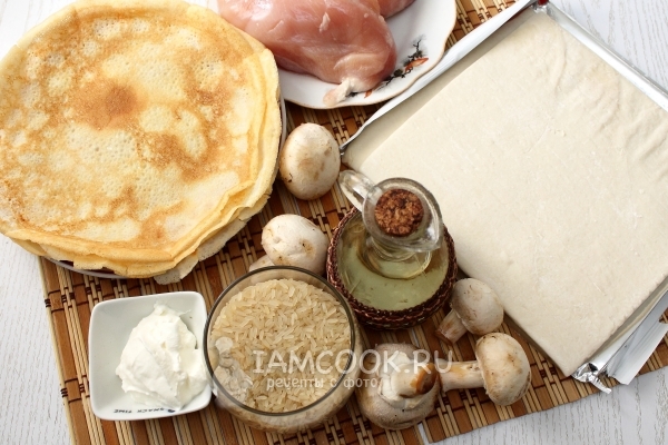 Ингредиенты для курника из слоёного теста