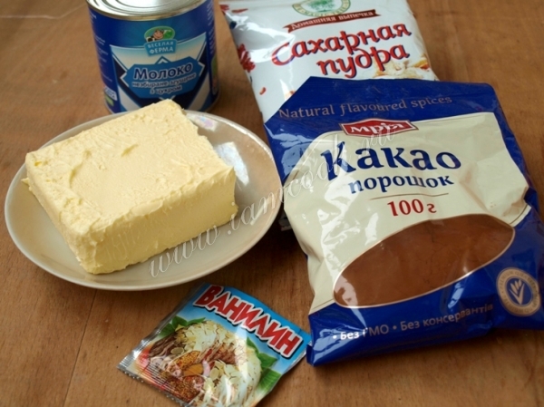 Ингредиенты для сливочно-шоколадного крема