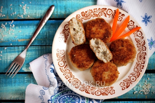 Рецепт котлет с рисом