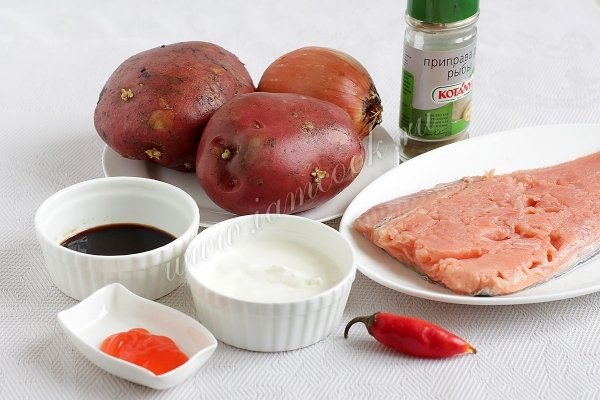 Ингредиенты для горбуши под шубой