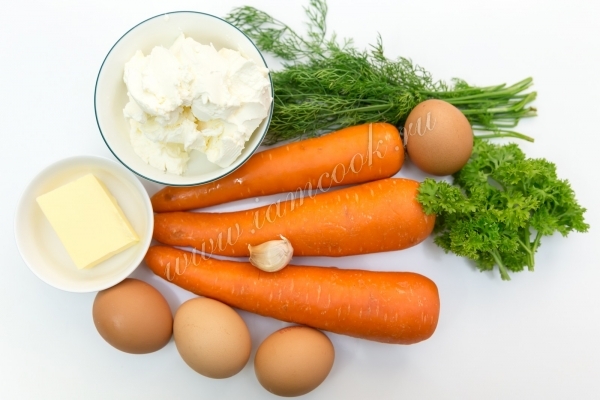 Ингредиенты для морковного рулета со сливочным кремом
