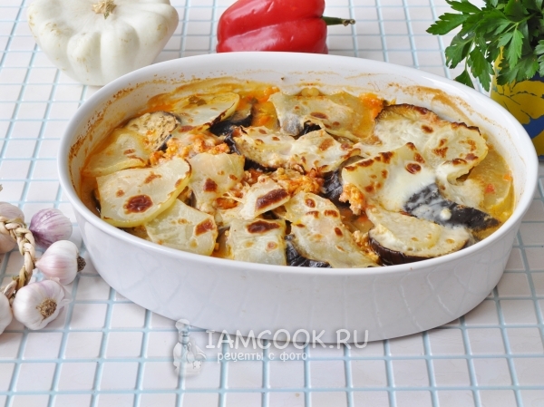Фото запеканки из свежих овощей с фаршем