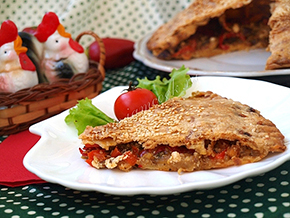 Сырно-слоёный пирог с карамелизированными баклажанами, рецепт с фото