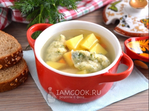 Суп с клецками на курином бульоне, рецепт с фото