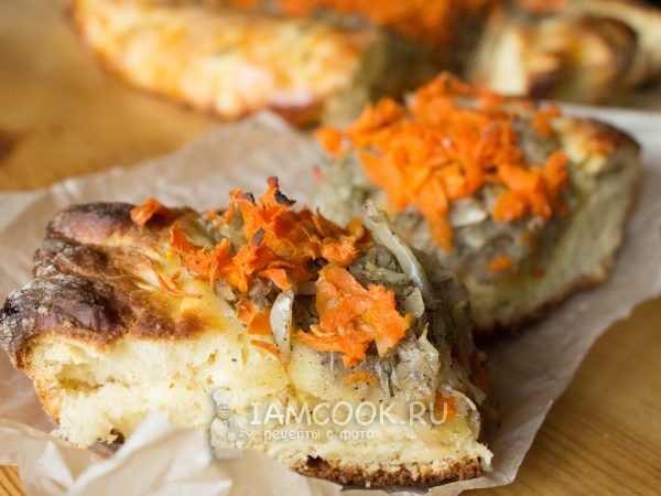 Открытый пирог с капустой и морковью, рецепт с фото