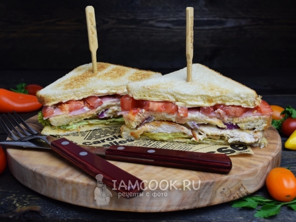 Клаб-сэндвич с курицей, рецепт с фото