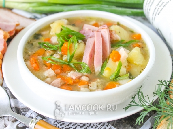 Гороховый суп с копченой грудинкой, рецепт с фото