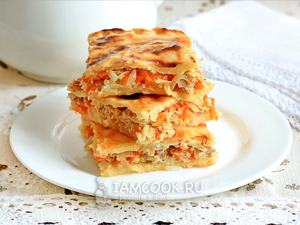 Пирог с тыквой и мясом, рецепт с фото