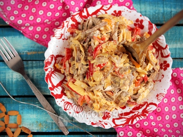 Салат с курицей и перцем, рецепт с фото