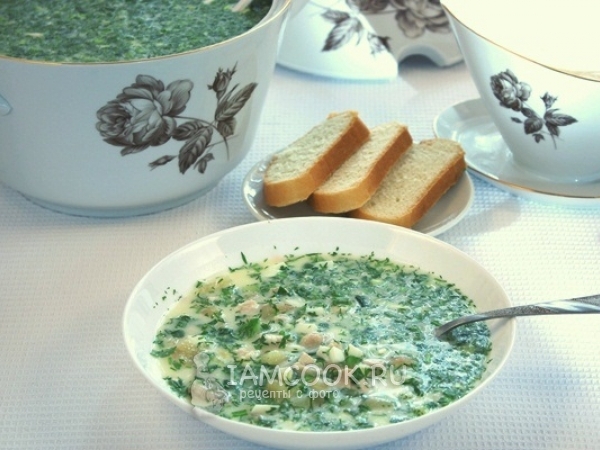 Окрошка на сыворотке с куриной грудкой, рецепт с фото