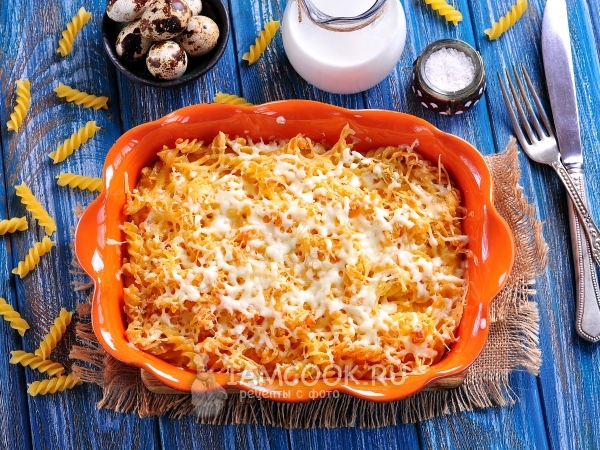 Запеканка из макарон с сыром и яйцом, рецепт с фото