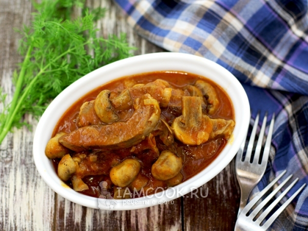 Свиное сердце с грибами, рецепт с фото