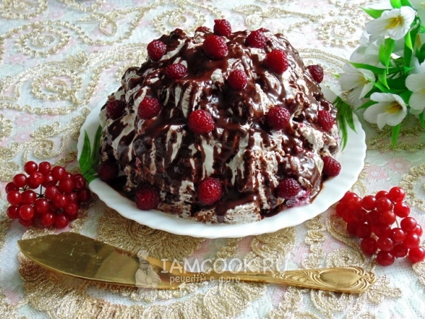 Торт «Пудель» с малиной, рецепт с фото