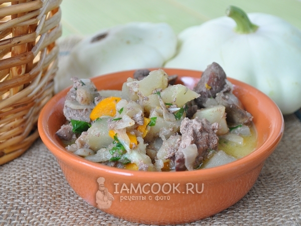 Печень куриная с патиссонами в мультиварке, рецепт с фото