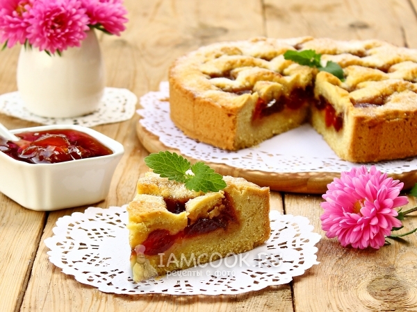 Открытый пирог с вареньем, рецепт с фото