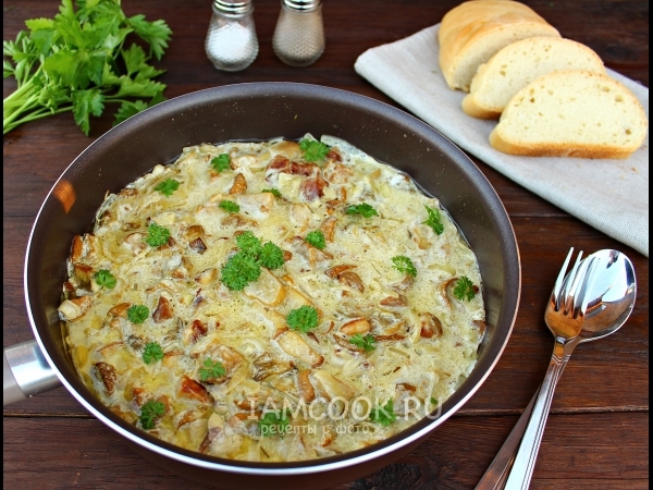 Свинина с грибами в сливочном соусе, рецепт с фото