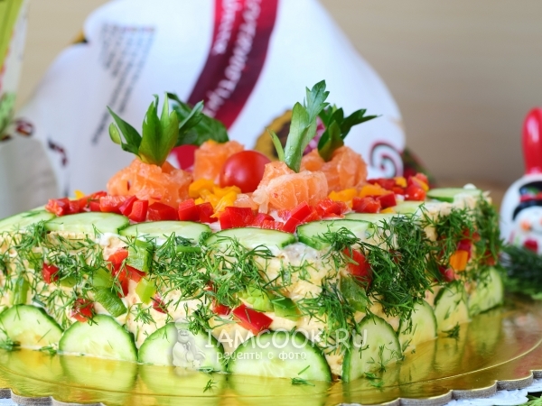 Бутербродный торт «Праздничный», рецепт с фото