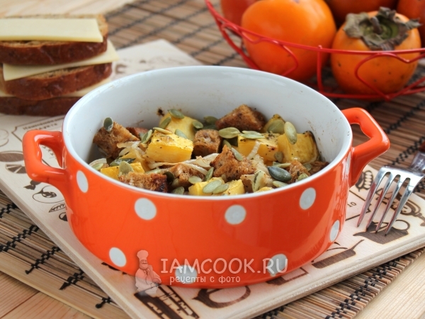 Тыква, запеченная с хлебом, рецепт с фото