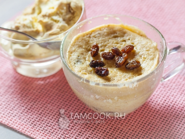 Творожный кекс в микроволновке, рецепт с фото