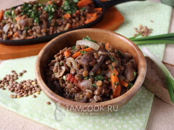 Чечевица с опятами, рецепт с фото