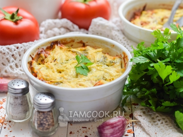 Запеканка с кабачками, фаршем и картофелем, рецепт с фото