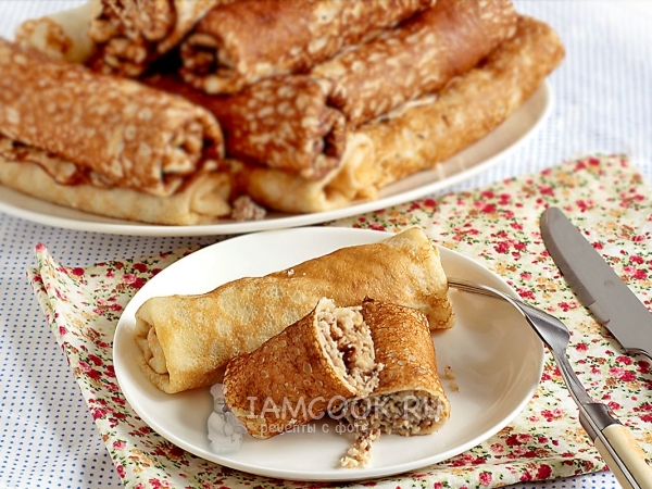 Блинчики с курицей и говядиной, рецепт с фото
