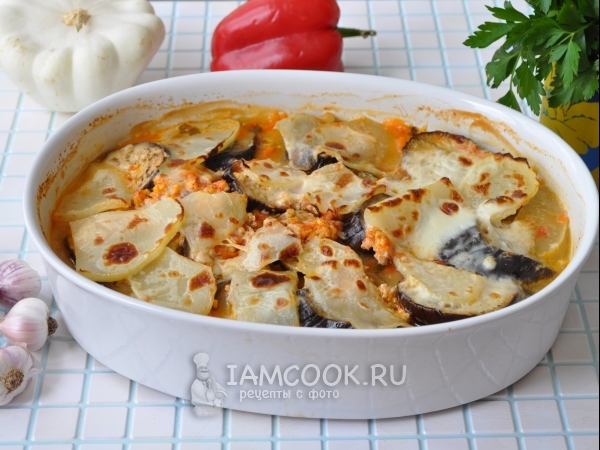 Запеканка из свежих овощей с фаршем, рецепт с фото