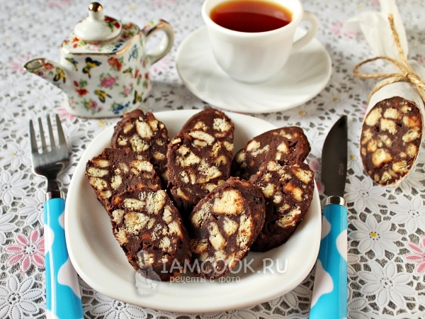 Колбаска из печенья как в детстве, рецепт с фото