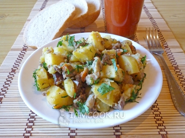 Жаркое с грибами и печенью, рецепт с фото