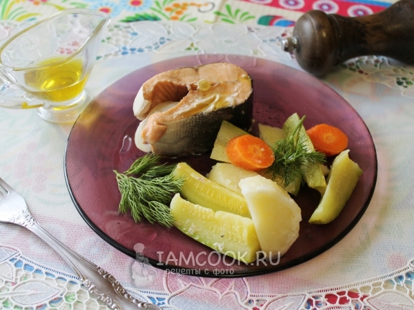 Семга на пару с овощами, рецепт с фото