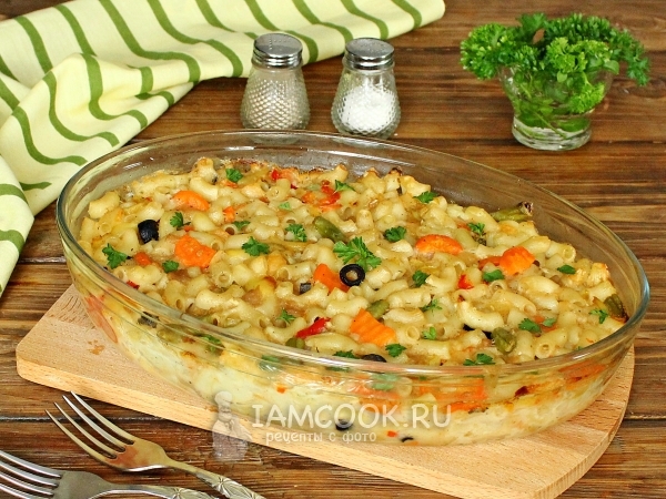 Постная запеканка из макарон, рецепт с фото