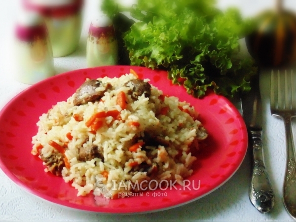 Диетический плов с куриными желудками, рецепт с фото