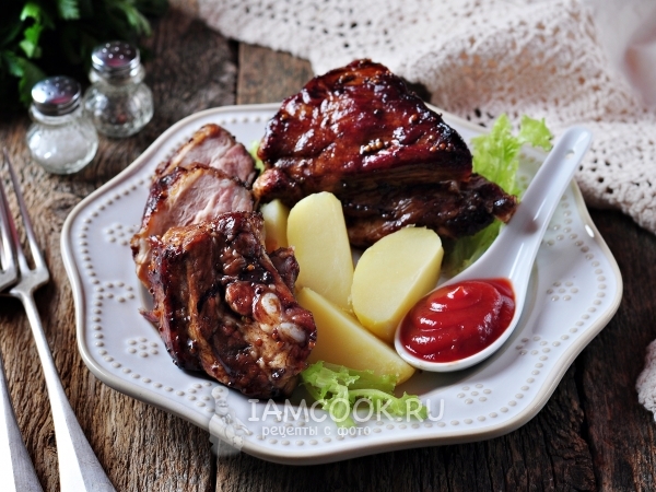 Свиные ребрышки в медово-горчичном соусе , рецепт с фото